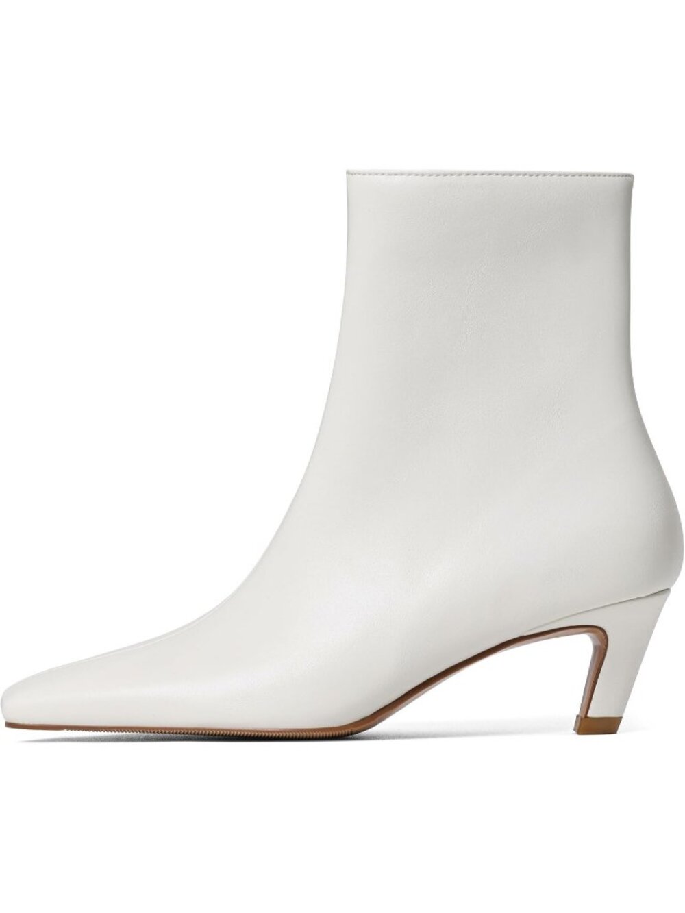 Women's White Kitten Low Heel Square Toe Stiletto Comfort Stylish Ankle Boots